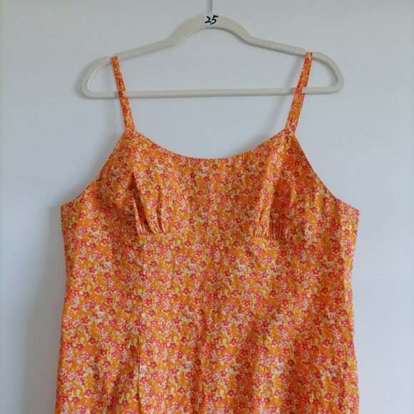 Wild Fable Womens Orange Floral Print Romantic Peasant Mini Dress Plus Size XXL - Picture 2 of 8